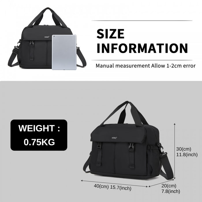 Expandable Cabin Travel Bag – Large, Water-Resistant, Multi-Compartment Weekend and Carry-On Tote – Black