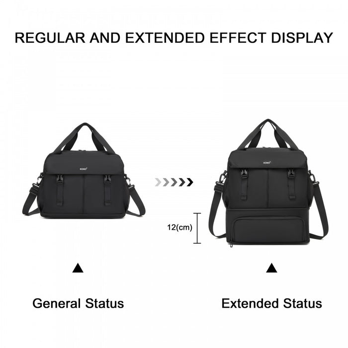 Expandable Cabin Travel Bag – Large, Water-Resistant, Multi-Compartment Weekend and Carry-On Tote – Black