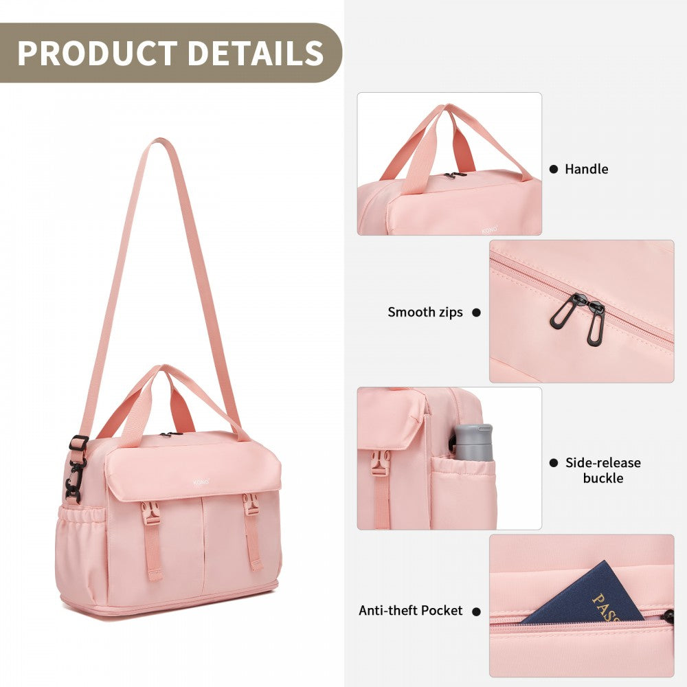 Expandable Cabin Travel Bag – Large, Water-Resistant, Multi-Compartment Weekend and Carry-On Tote – Pink