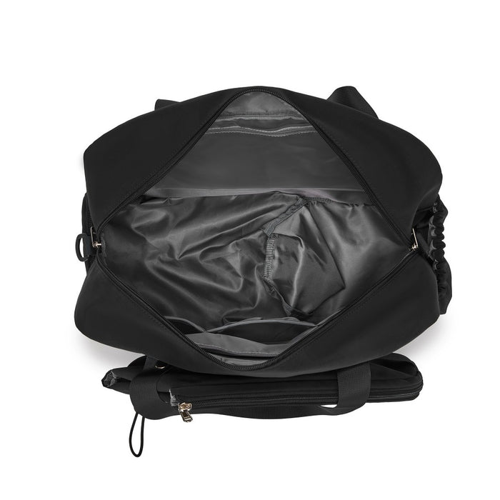 Modular Tennis Travel Bag Set, Water Repellent Nylon Gym Bag with Detachable Racket Sleeve – 25 L – Black