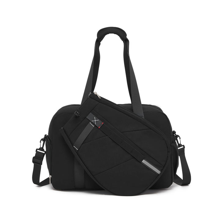 Modular Tennis Travel Bag Set, Water Repellent Nylon Gym Bag with Detachable Racket Sleeve – 25 L – Black