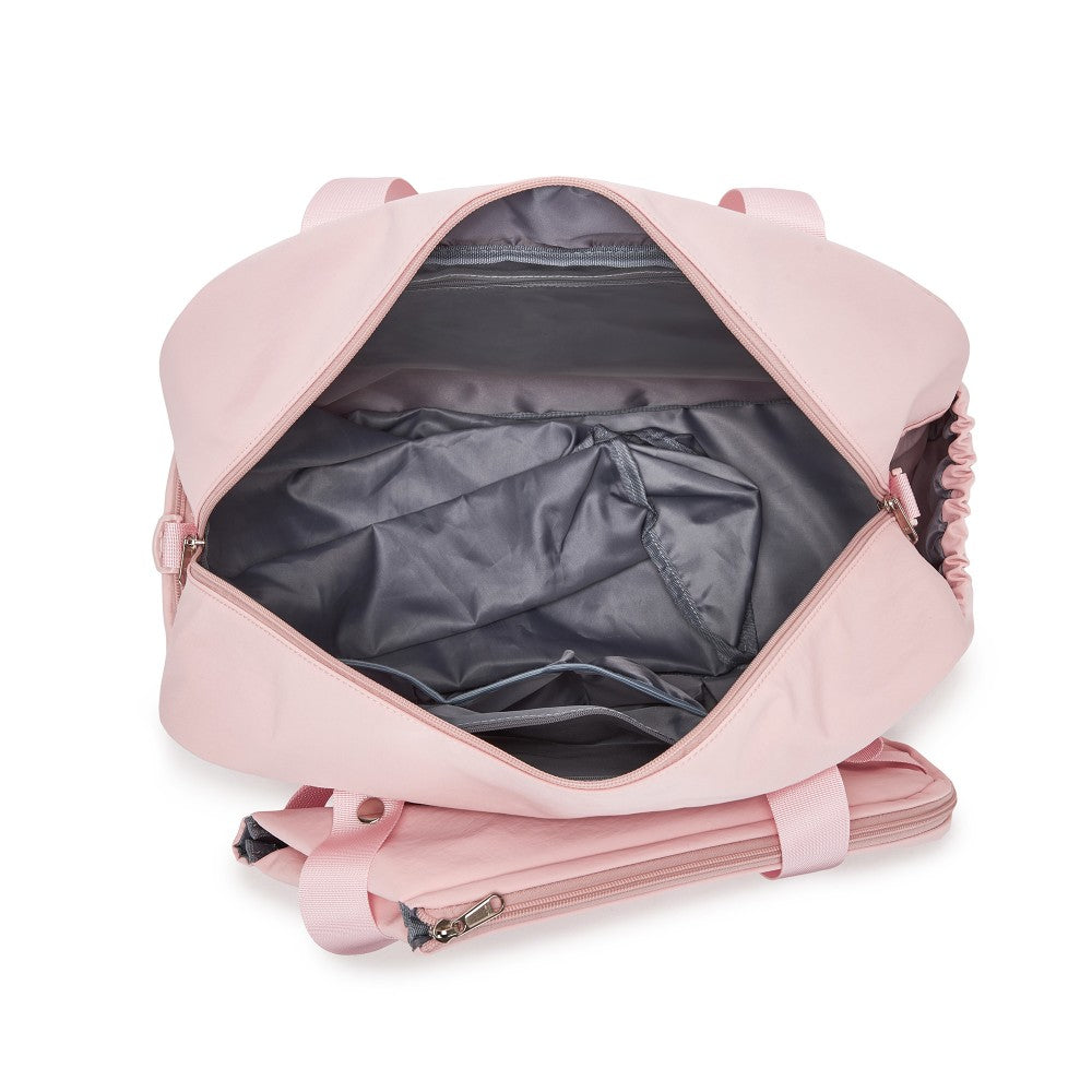 Modular Tennis Travel Bag Set, Water Repellent Nylon Gym Bag with Detachable Racket Sleeve – 25 L – Pink
