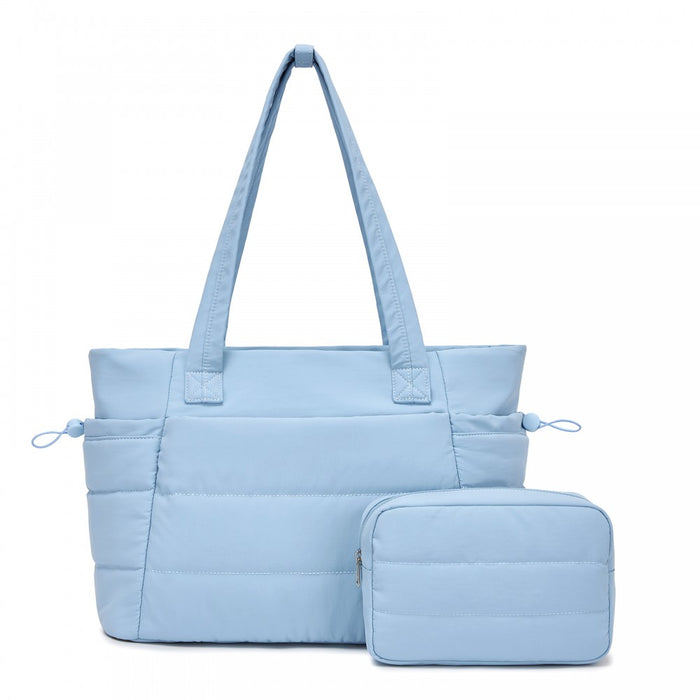 2-Piece Women's Tote Bag Set, Water Repellent Handbag with Laptop Compartment – Blue