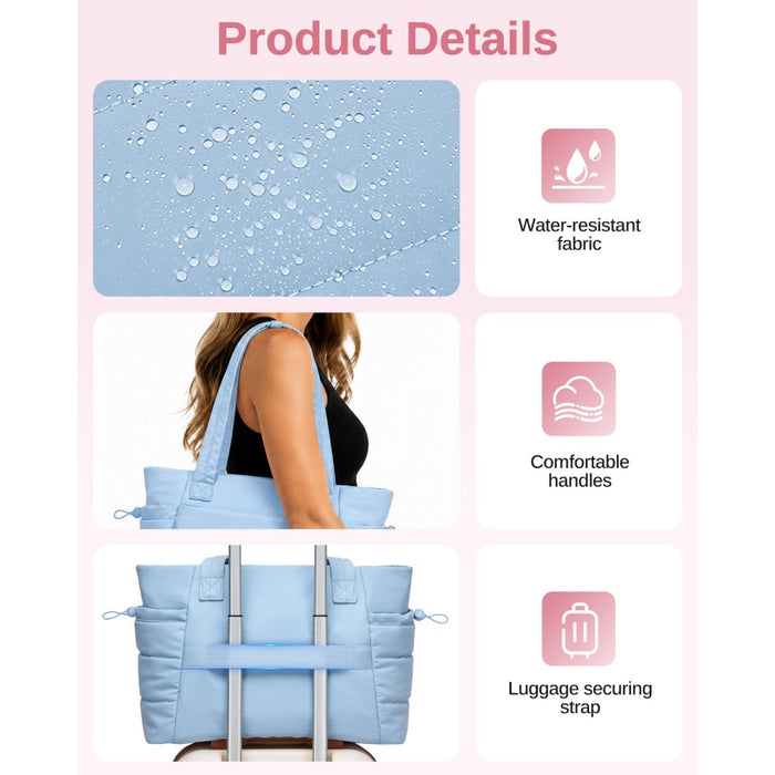 2-Piece Women's Tote Bag Set, Water Repellent Handbag with Laptop Compartment – Blue