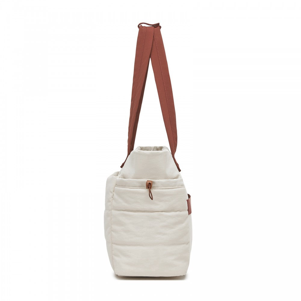 2-Piece Women's Tote Bag Set, Water Repellent Handbag with Laptop Compartment – Beige and Brown