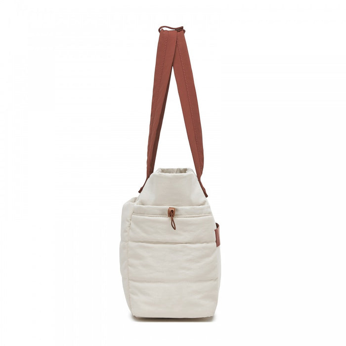 2-Piece Women's Tote Bag Set, Water Repellent Handbag with Laptop Compartment – Beige and Brown