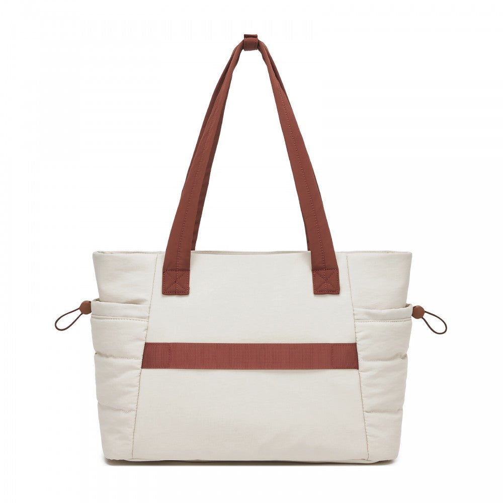 2-Piece Women's Tote Bag Set, Water Repellent Handbag with Laptop Compartment – Beige and Brown