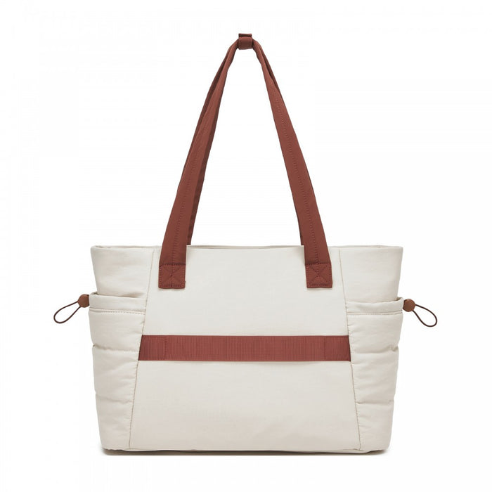 2-Piece Women's Tote Bag Set, Water Repellent Handbag with Laptop Compartment – Beige and Brown