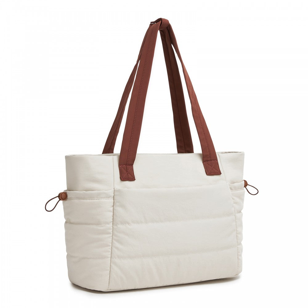 2-Piece Women's Tote Bag Set, Water Repellent Handbag with Laptop Compartment – Beige and Brown