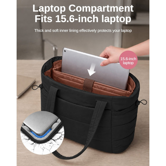 2-Piece Women's Tote Bag Set, Water Repellent Handbag with Laptop Compartment – Black