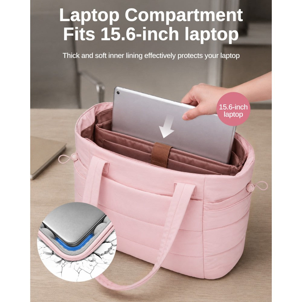 2-Piece Women's Tote Bag Set, Water Repellent Handbag with Laptop Compartment – Pink
