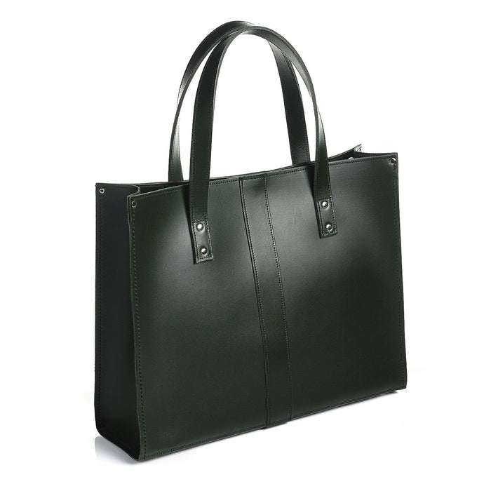 Handmade Leather Shopper - Ivy Green