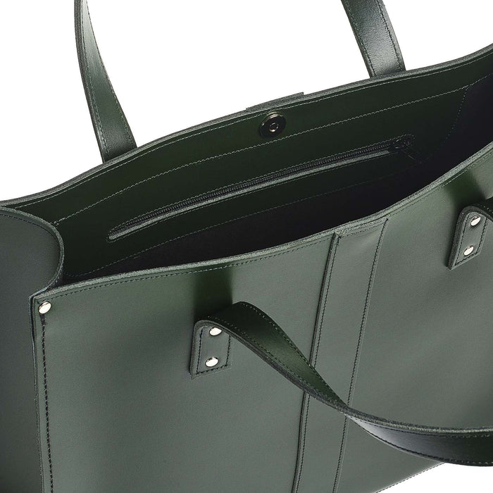 Handmade Leather Shopper - Ivy Green