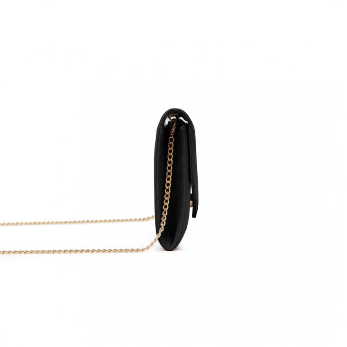 Luxurious Envelope-Style Evening Clutch with Detachable Metal Chain Strap – Black