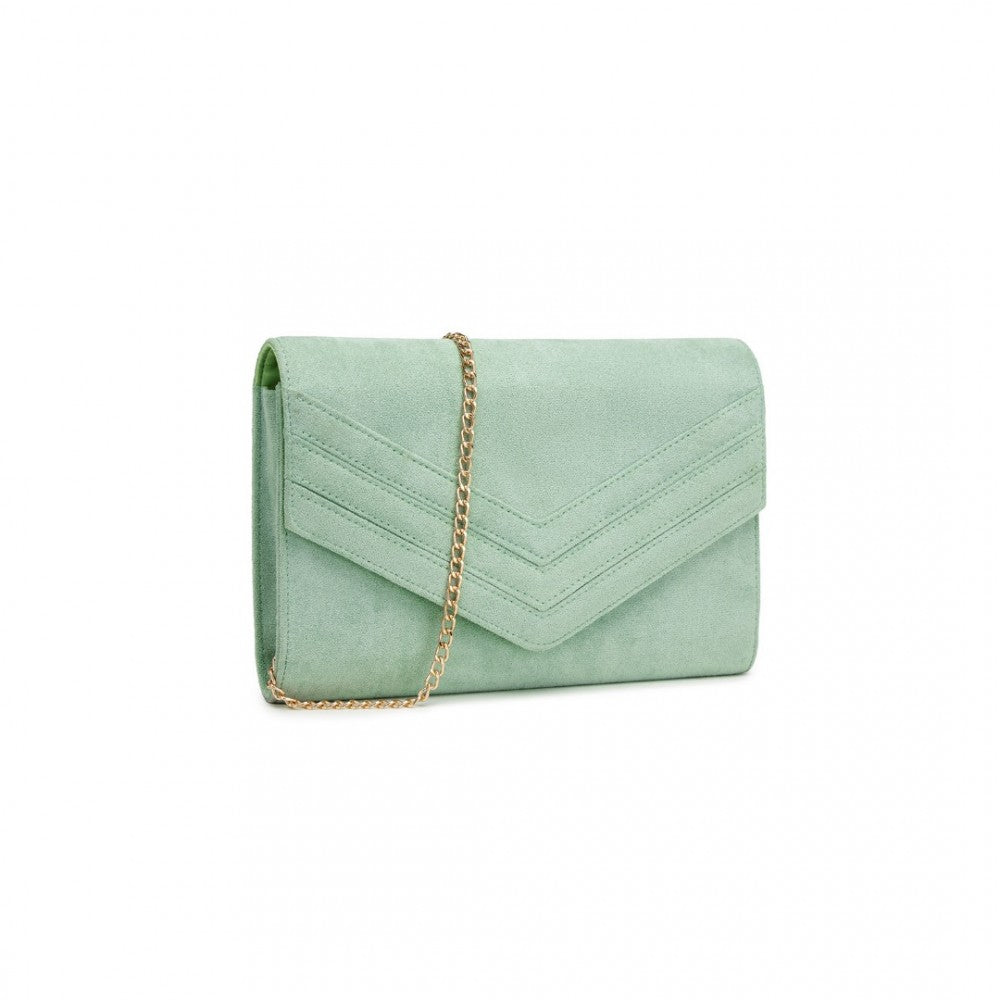 Luxurious Envelope-Style Evening Clutch with Detachable Metal Chain Strap – Green