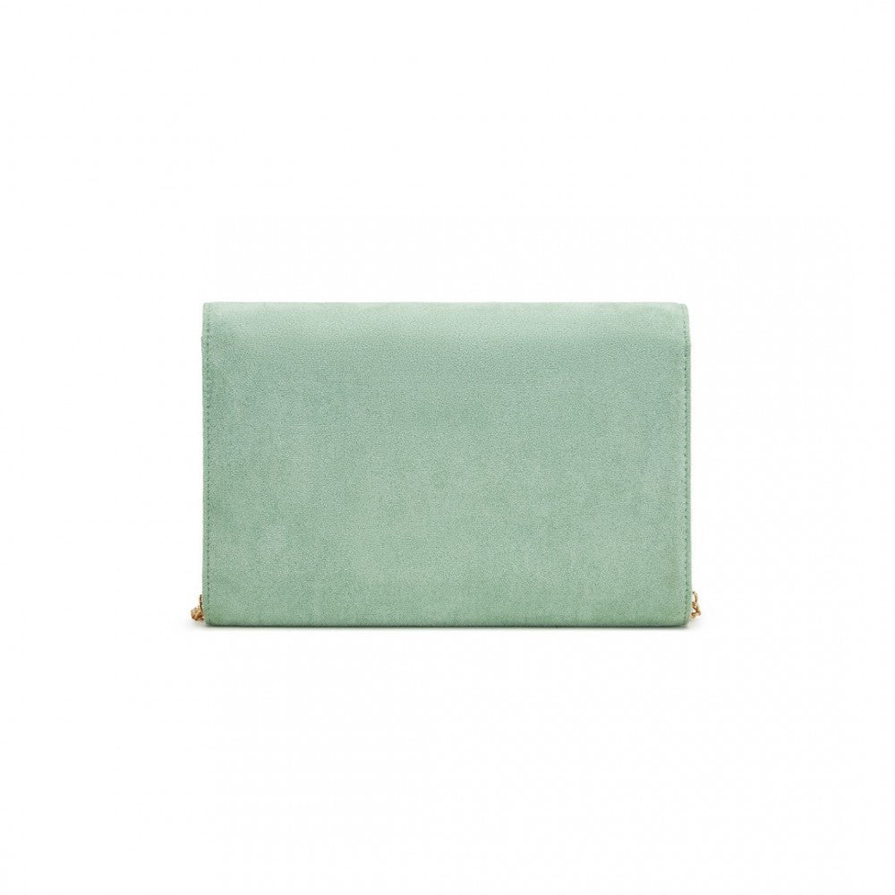 Luxurious Envelope-Style Evening Clutch with Detachable Metal Chain Strap – Green