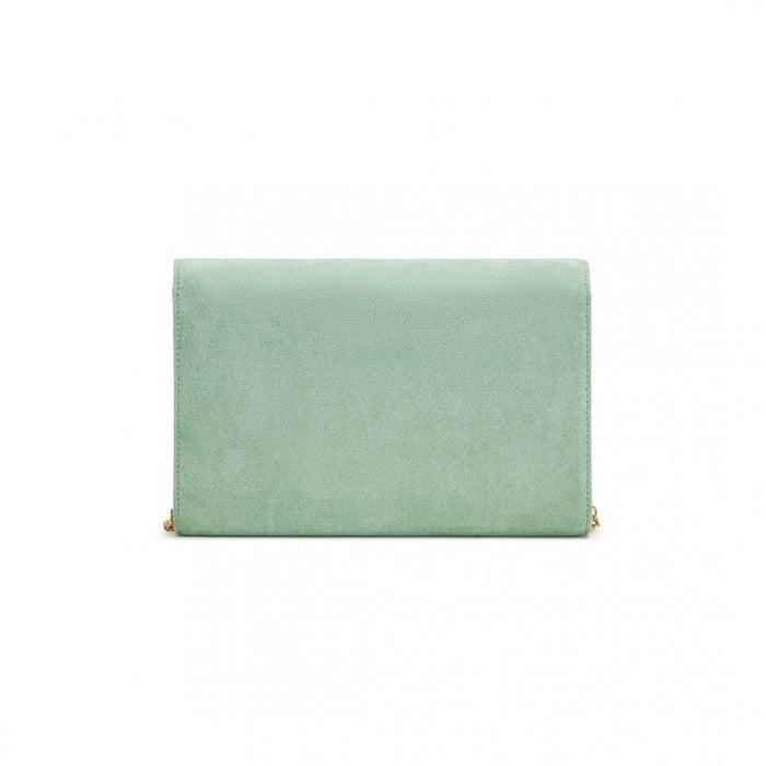 Luxurious Envelope-Style Evening Clutch with Detachable Metal Chain Strap – Green