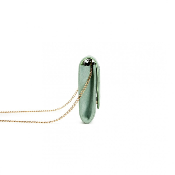 Luxurious Envelope-Style Evening Clutch with Detachable Metal Chain Strap – Green