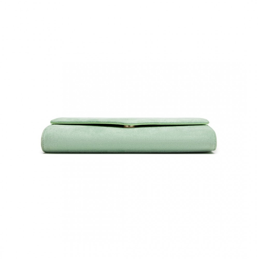 Luxurious Envelope-Style Evening Clutch with Detachable Metal Chain Strap – Green