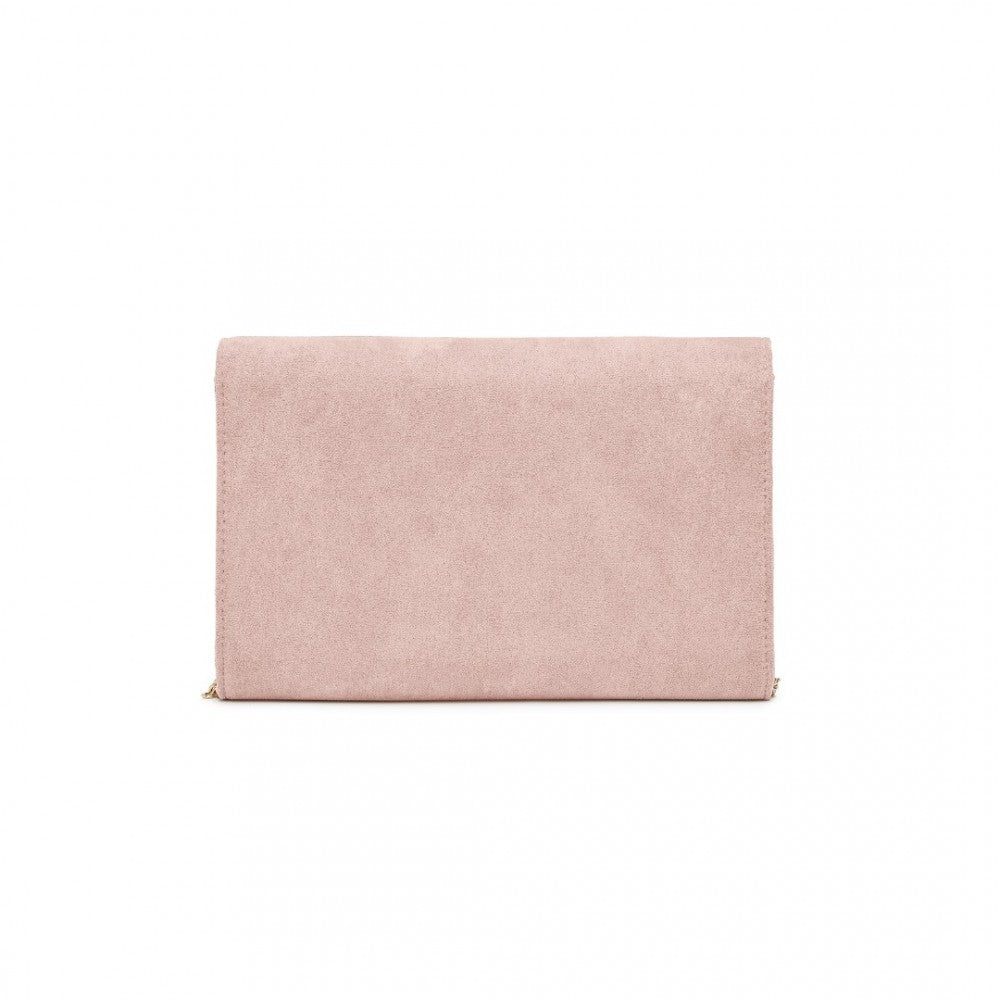 Luxurious Envelope-Style Evening Clutch with Detachable Metal Chain Strap – Pink
