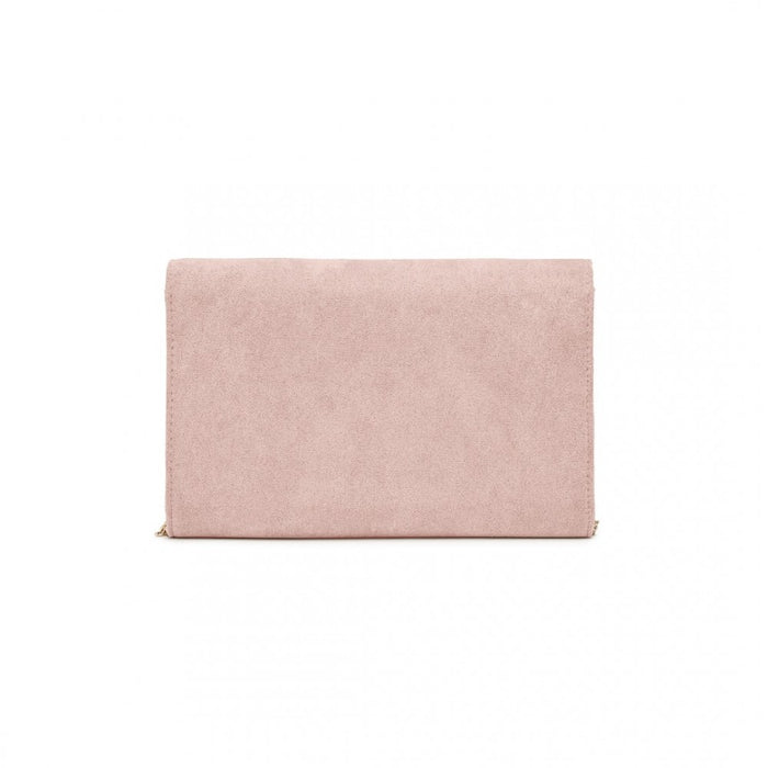 Luxurious Envelope-Style Evening Clutch with Detachable Metal Chain Strap – Pink