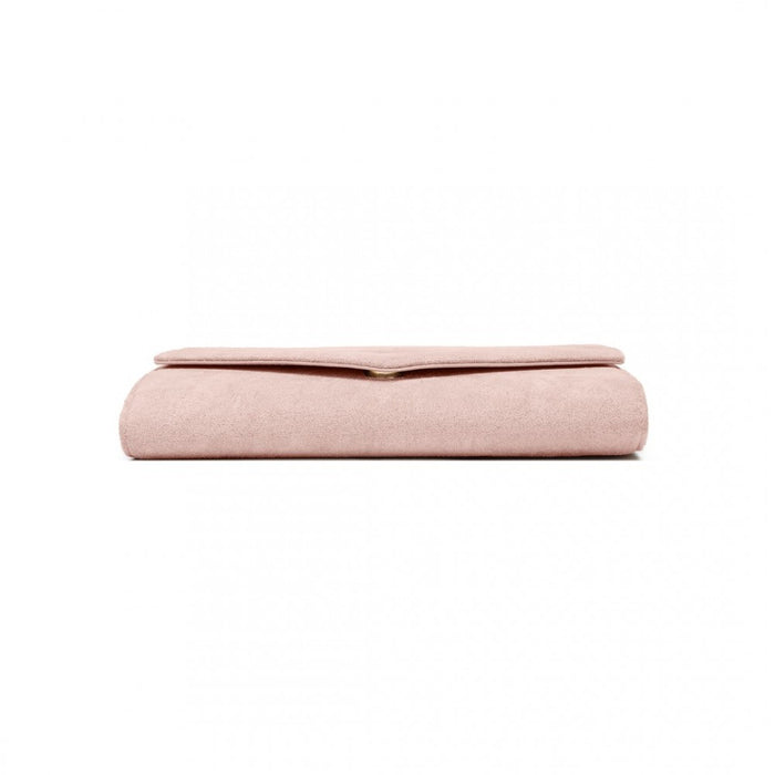 Luxurious Envelope-Style Evening Clutch with Detachable Metal Chain Strap – Pink