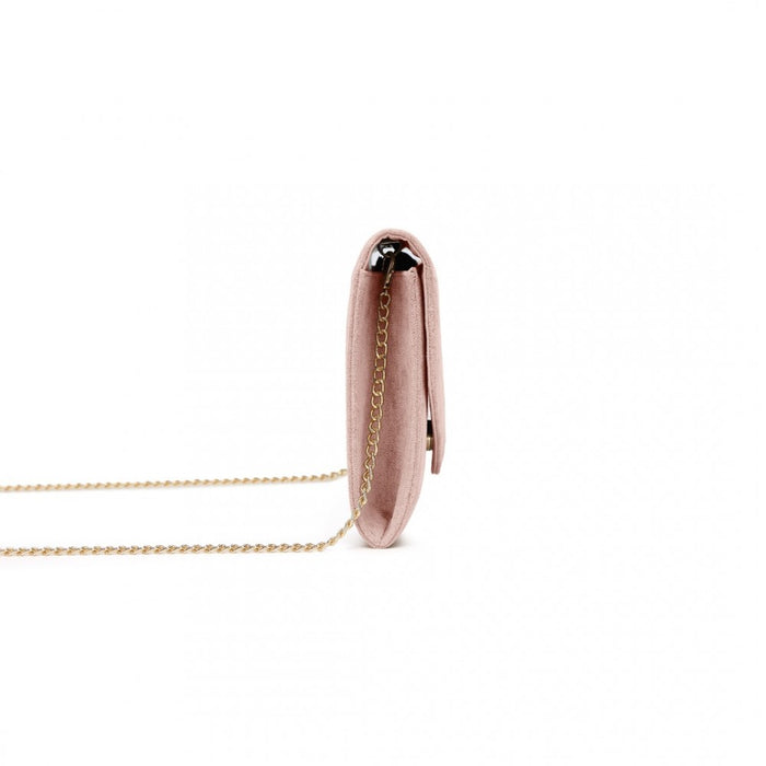 Luxurious Envelope-Style Evening Clutch with Detachable Metal Chain Strap – Pink