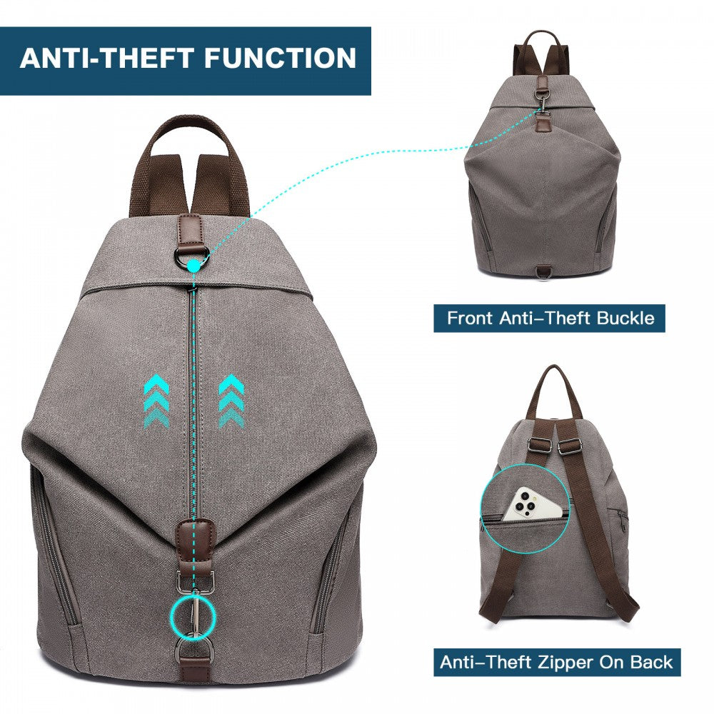 Fashion Anti-Theft Canvas Backpack – Grey