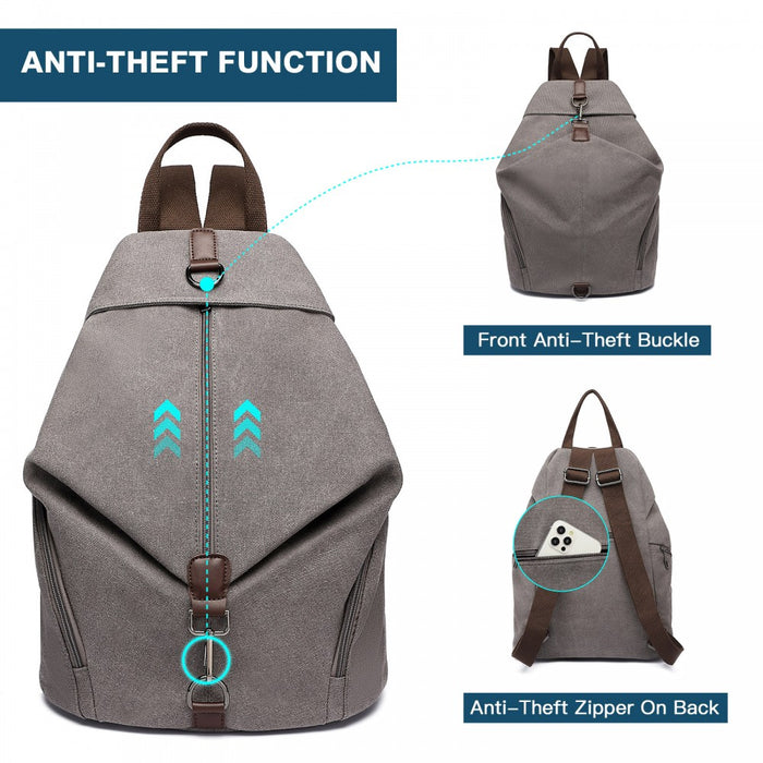 Fashion Anti-Theft Canvas Backpack – Grey