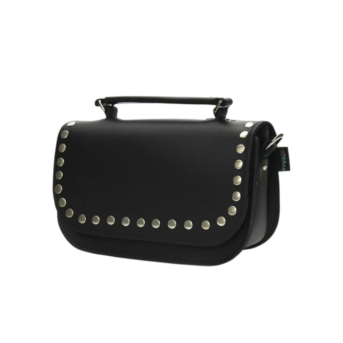 Aura Handmade Leather Bag - Black Studded