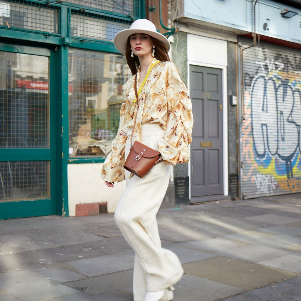Handmade Leather Barrel Bag - White