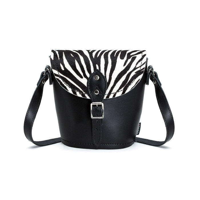 Handmade Leather Barrel Bag - Zebra