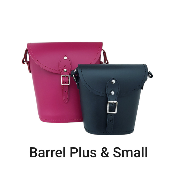 Handmade Leather Barrel Bag - Pastel Baby Blue