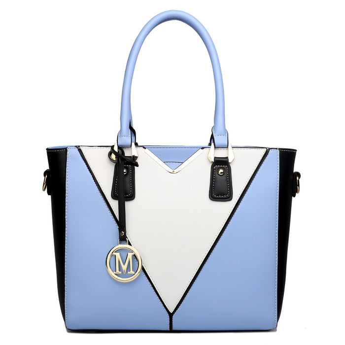 PU Leather V-Shape Shoulder Handbag – Blue