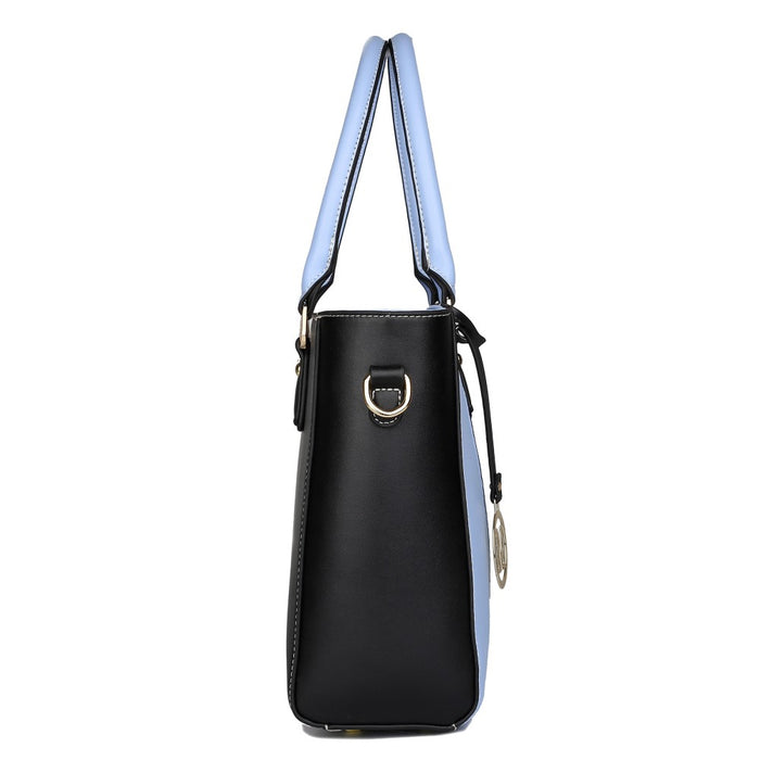 PU Leather V-Shape Shoulder Handbag – Blue