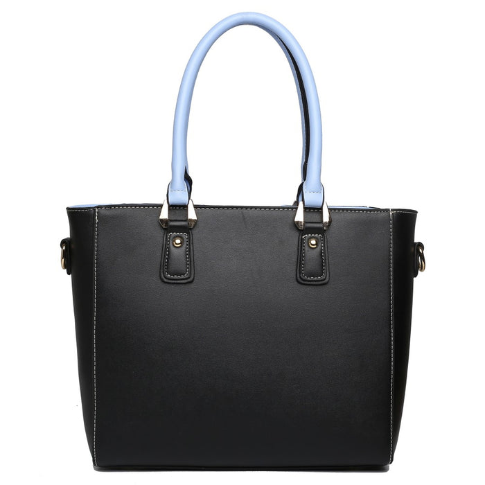 PU Leather V-Shape Shoulder Handbag – Blue