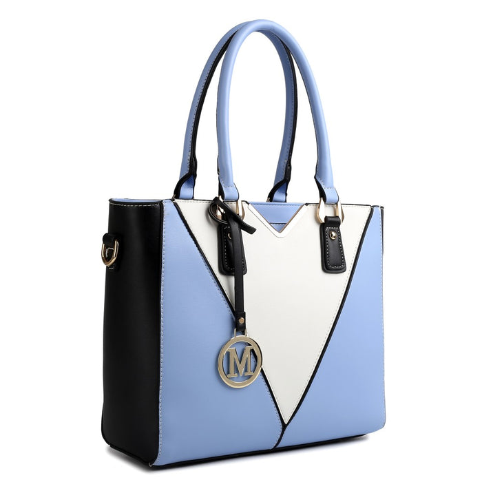 PU Leather V-Shape Shoulder Handbag – Blue