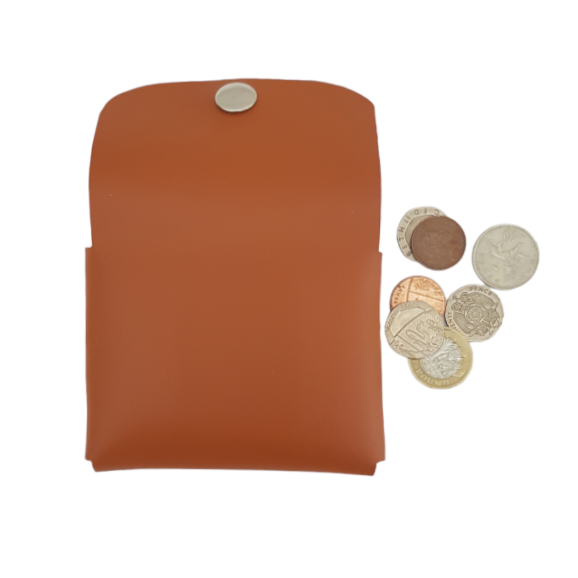 Handmade Leather Simple Coin Purse - Burnt Orange