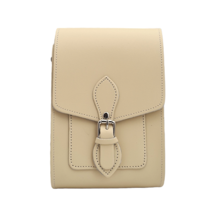Handmade Leather Festival Phone Bag - Cream