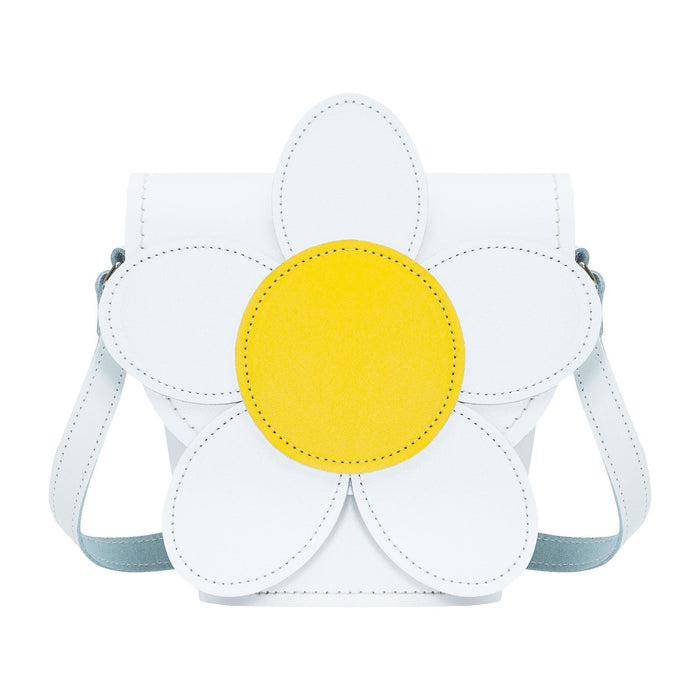 Handmade Leather Daisy Barrel Bag - White