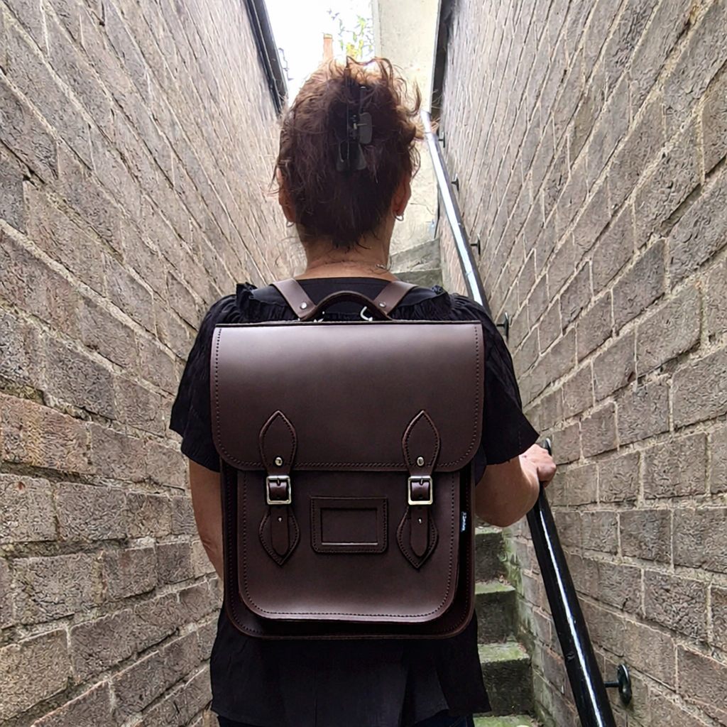 Handmade Leather City Backpack - Dark Brown