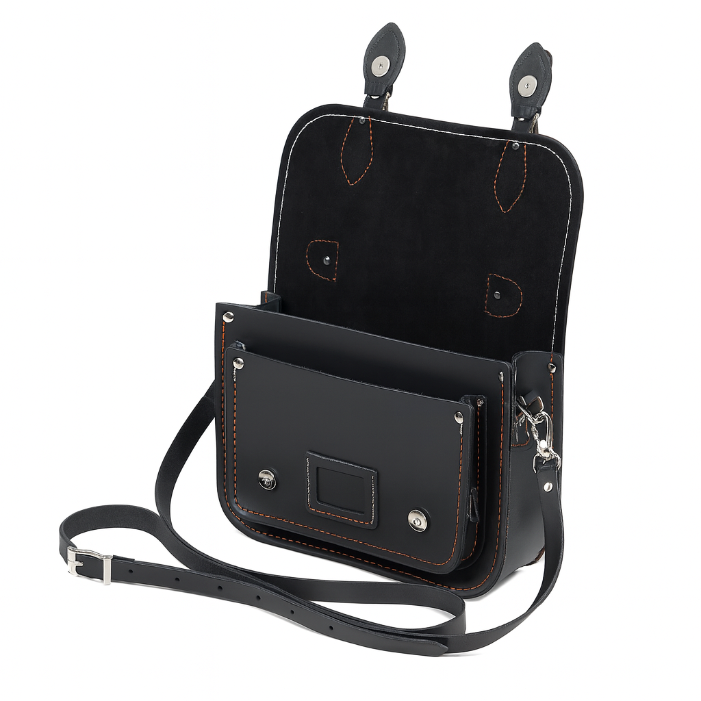 Leather Midi Satchel - Double Stitch - Graphite