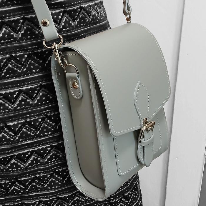 Handmade Leather Festival Phone Bag - Ghost Grey