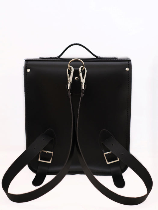 Handmade Leather City Backpack - Gothic Striped White & Black