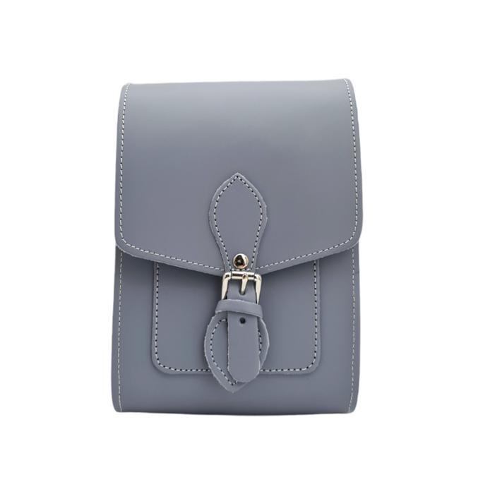 Handmade Leather Festival Phone Bag - Lilac Grey