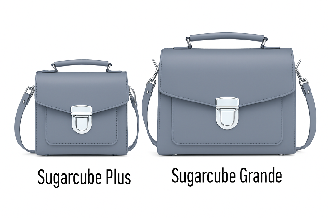 Handmade Leather Sugarcube Handbag - Lilac Grey