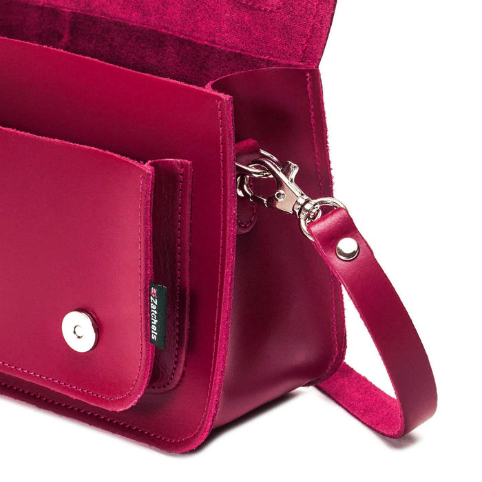 Handmade Leather Micro Satchel - Magenta