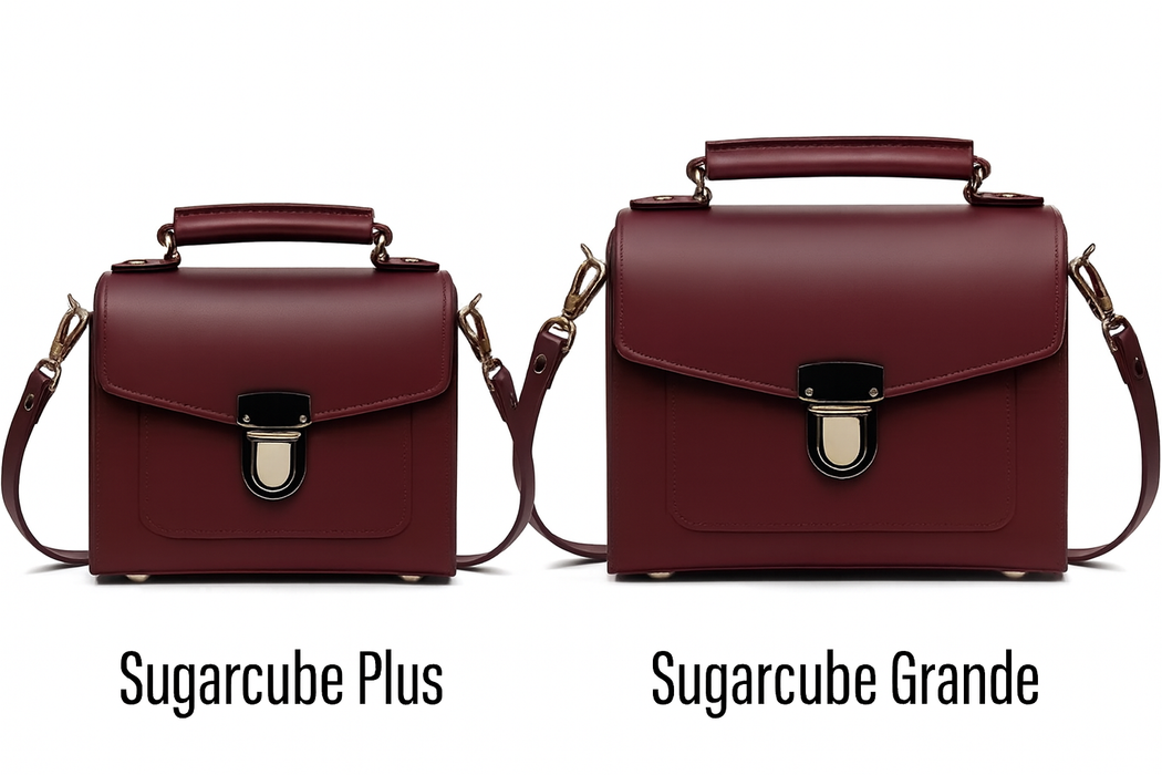 Handmade Leather Sugarcube Handbag - Marsala Red