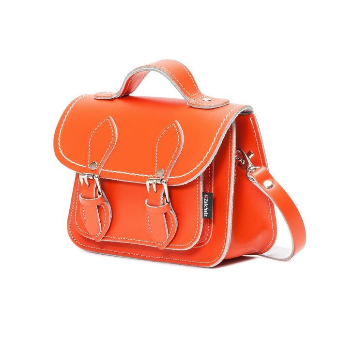 Handmade Leather Micro Satchel - Orange