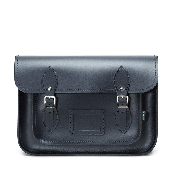Handmade Leather Satchel - Navy Blue